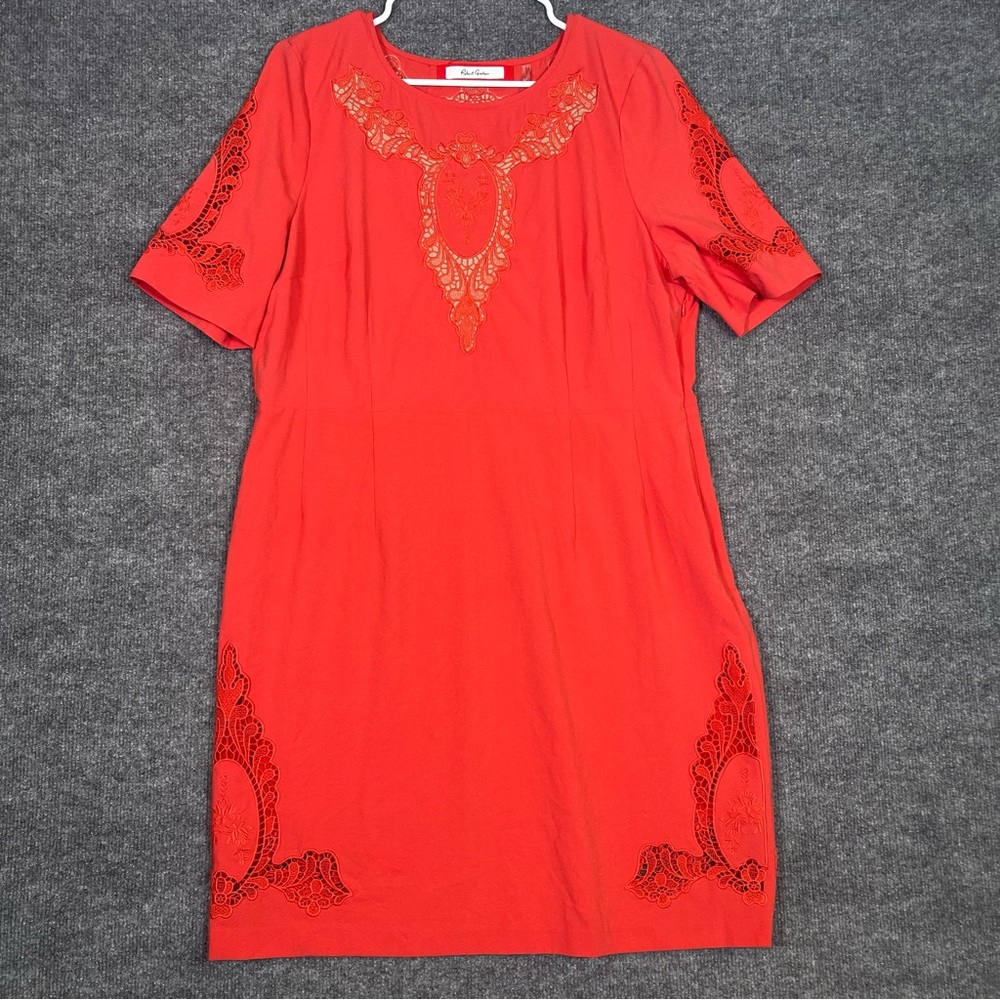 Robert Graham Womens 12 Amadea Red Embroidered Eyelet Design Vintage Shift Dress